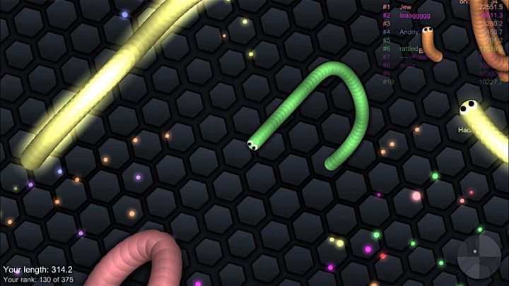 Si experimenta un retraso de Slither.io, pruebe con una conexión diferente. 