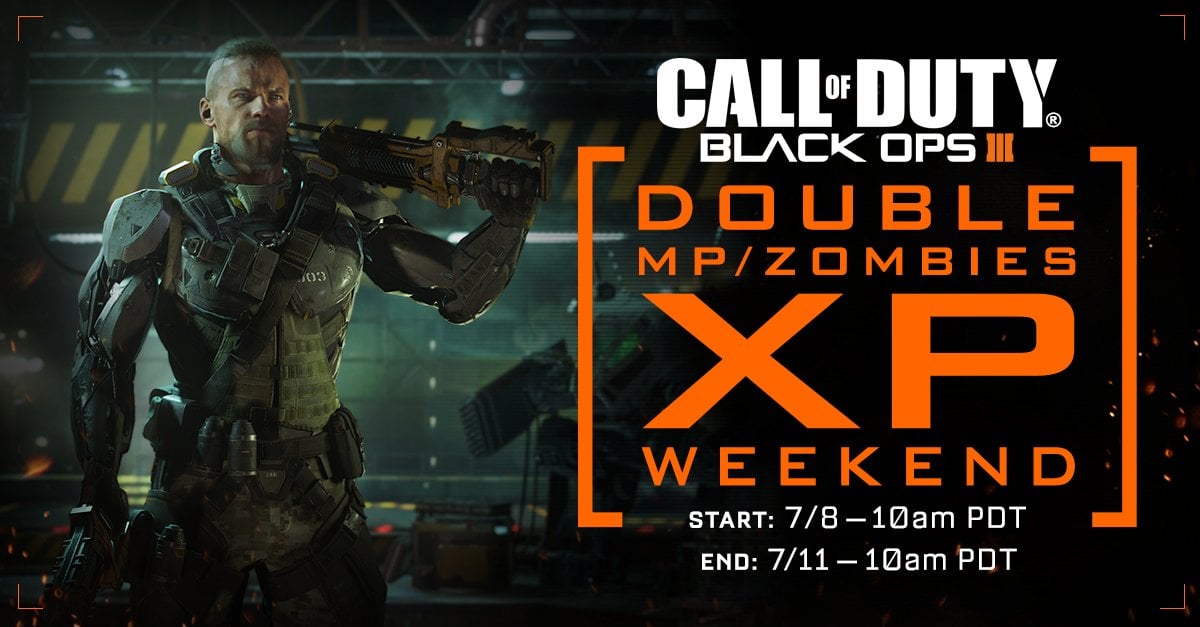 The July Black Ops 3 Double XP weekend starts today.