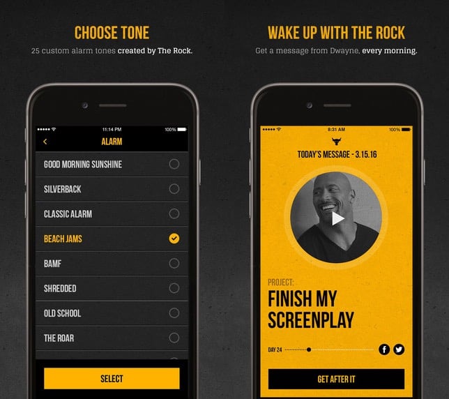 There is no snooze button, but that is The Rock singing to you.