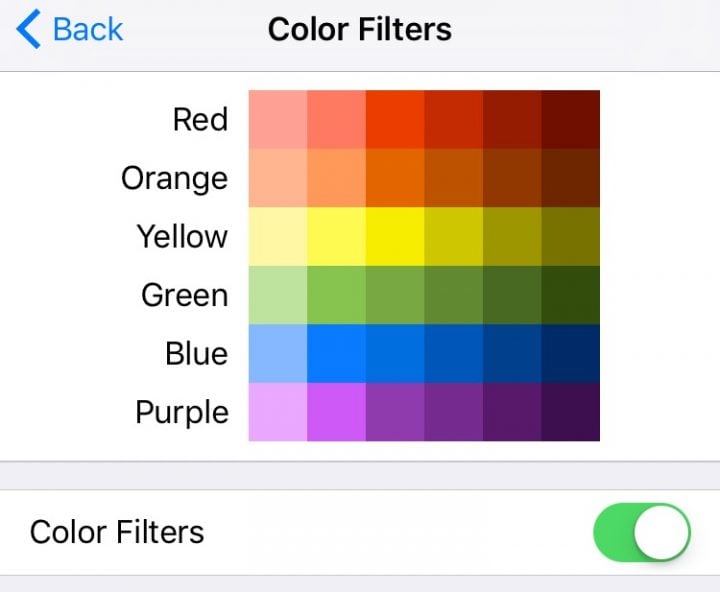 Color Blindness iOS 10 Settings