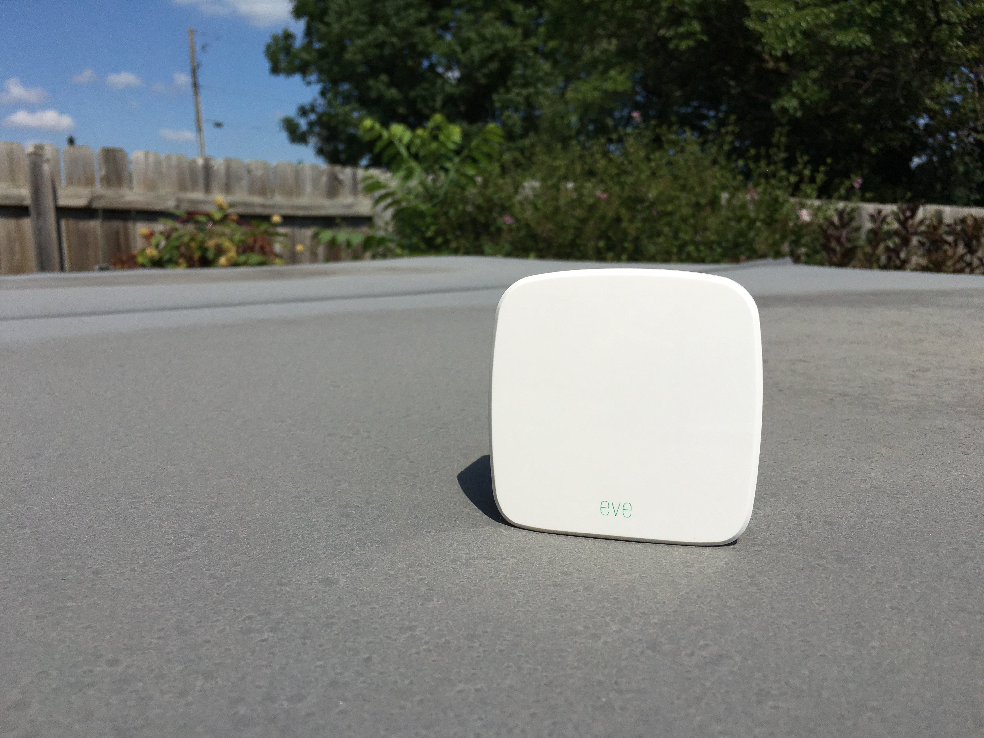 The Elgato Eve Weather is a small personal weather station for your backyard.