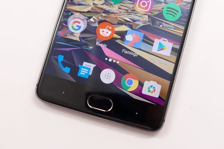 Use on screen buttons or the ones built-in to the bottom edge next tot he fast fingerprint reader.
