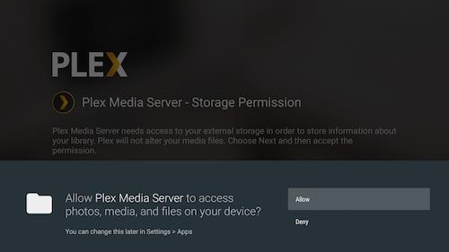 allow plex media server to use storage