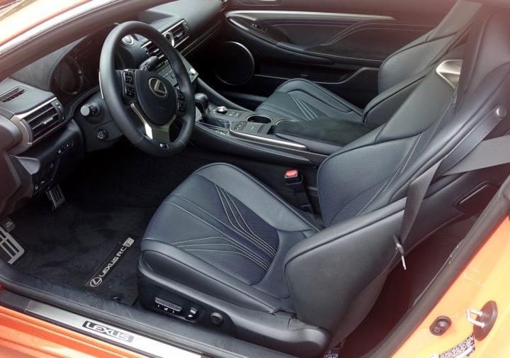 The inside the the 2016 Lexus RC F looks and feels like what you expect on a high-end Lexus.