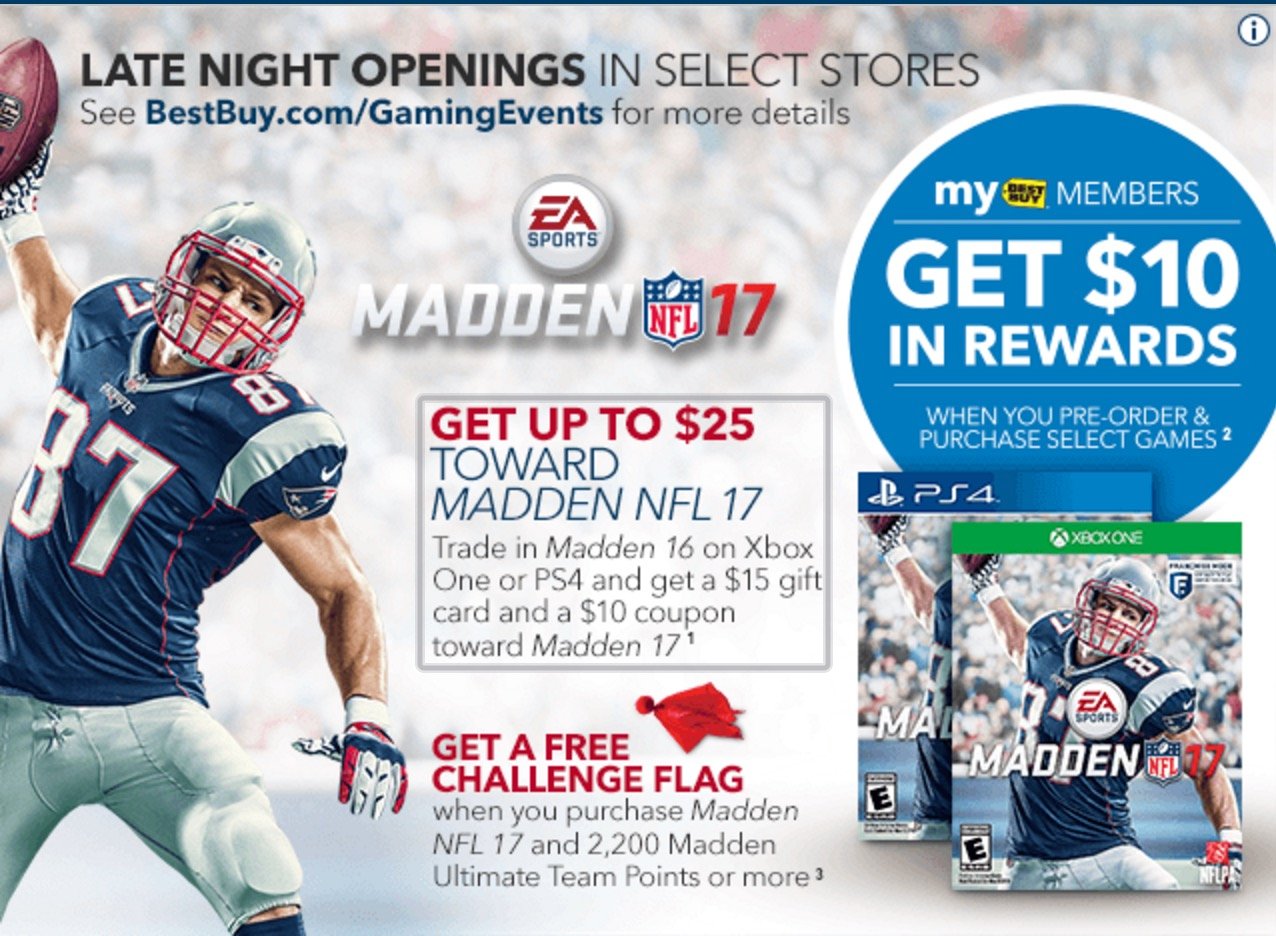 Save big on Madden 17 when you take advantage of this huge Madden 16 trade-in value.