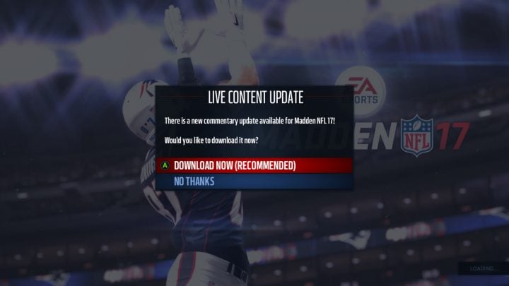 There are some live updates, but you may end up waiting for a Madden 17 patch or update to fix some problems. 