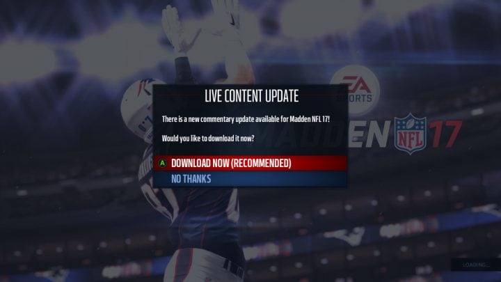 There are some live updates, but you may end up waiting for a Madden 17 patch or update to fix some problems.