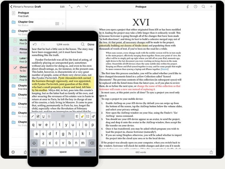 scrivener iphone y ipad