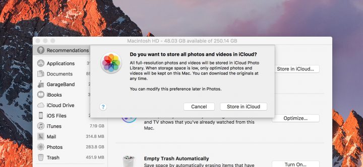 Store files and photos in iCloud to free up space on your Mac.
