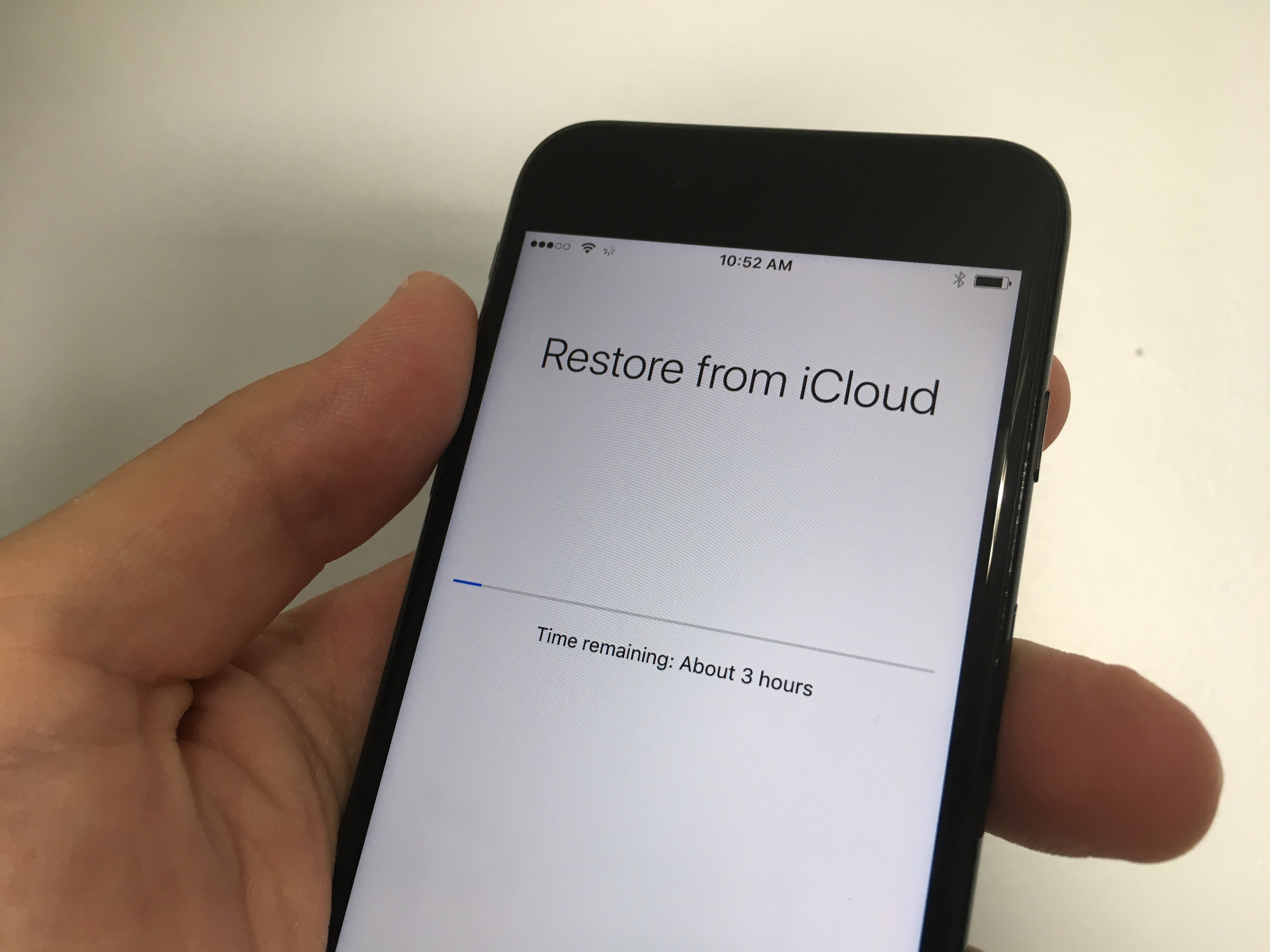 This is how long it takes for the iPhone 7 setup to finish.