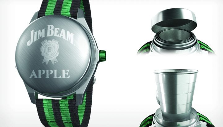 This is the Jim Beam Apple Watch, a wearable, drinkable accessory.