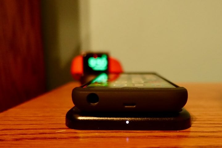 This slim charging pad is included with the wireless charging iPhone case.