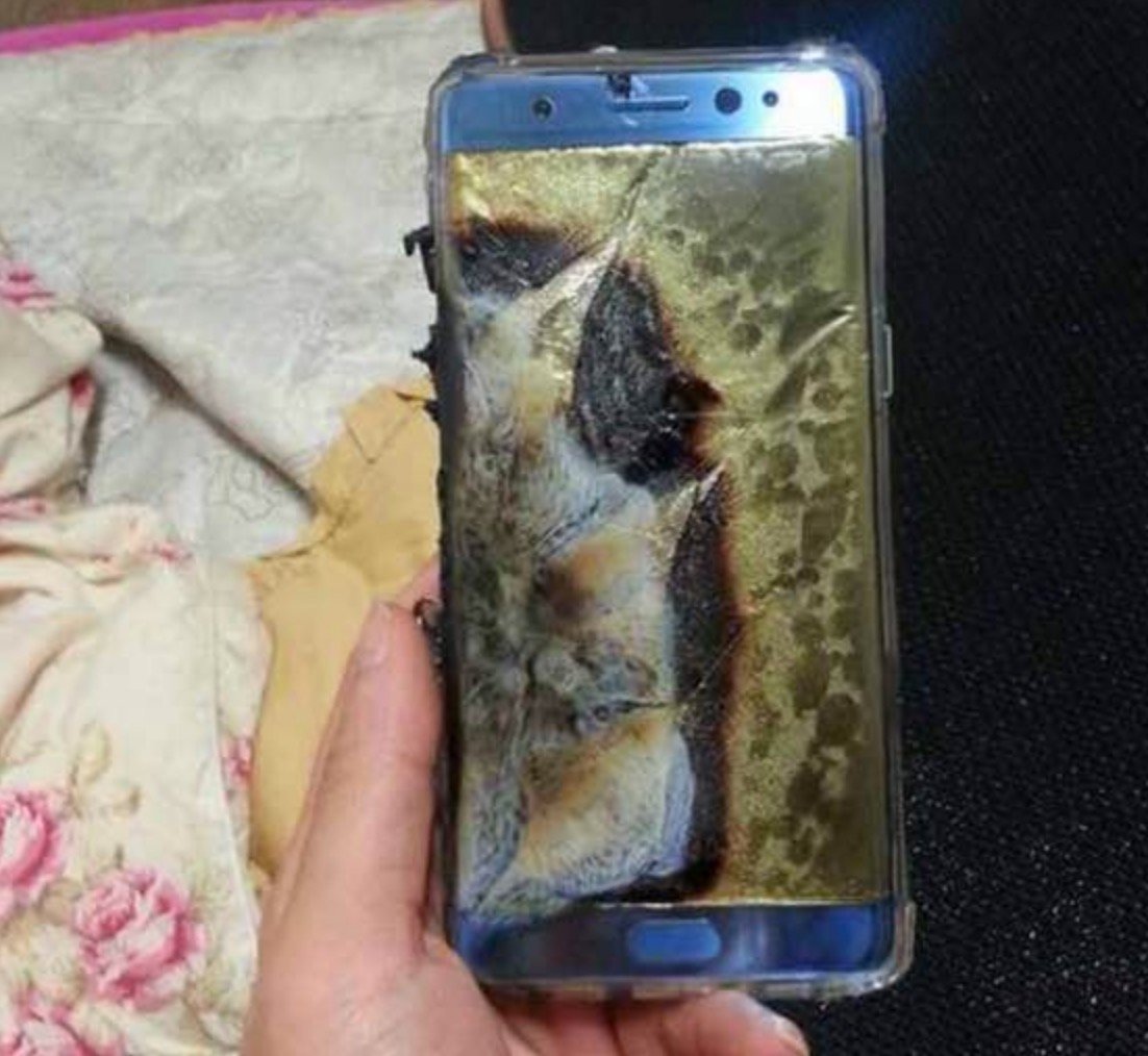 A faulty Galaxy Note 7 that exploded