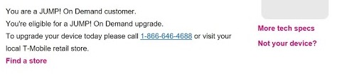 Check T-Mobile iPhone upgrade status on Jump! plans.
