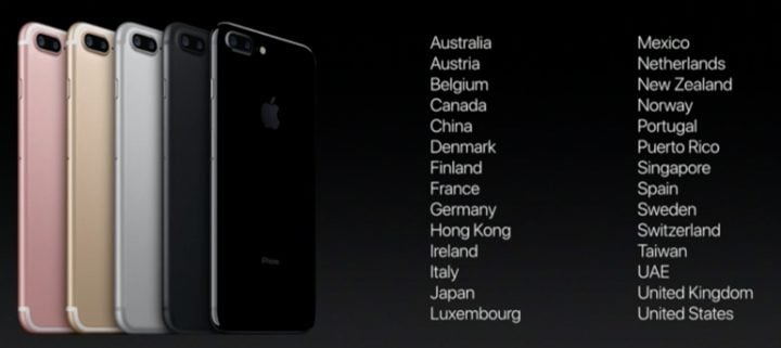 iPhone 7 release date breakdown by country.
