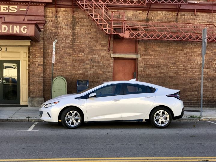 This is the Chevy Volt. It's Electric, but it comes with a gas backup.