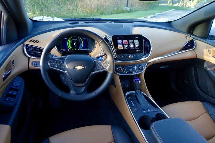 We love the tow-ton interior option on the 2017 Chevy Volt Premier.