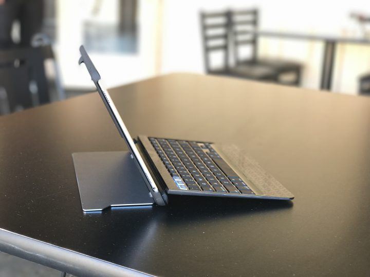 The Slim Book Pro lets you find the perfect angle when typing. 