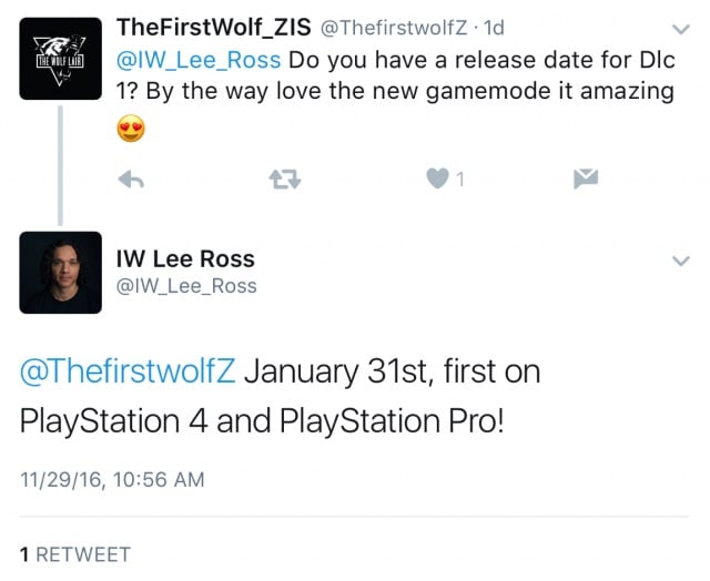 The deleted tweet that outs the PS4 Infinite Warfare DLC 1 release date.