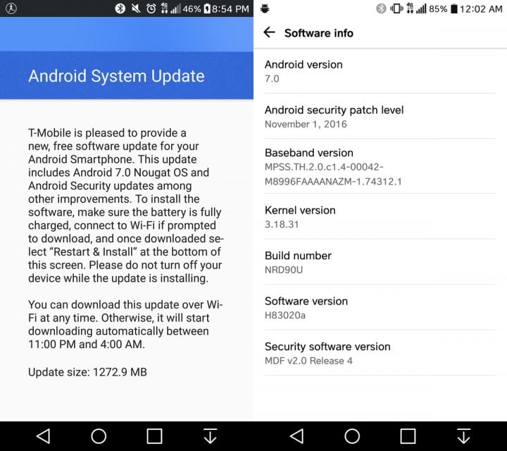 The T-Mobile LG G5 Android 7.0 update is now available