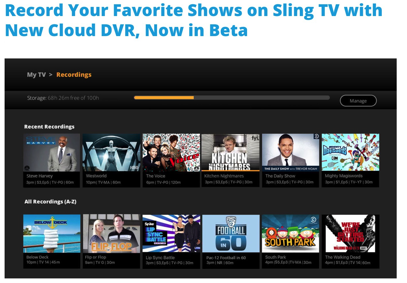 DirecTV Now vs Sling TV: DVR Options.