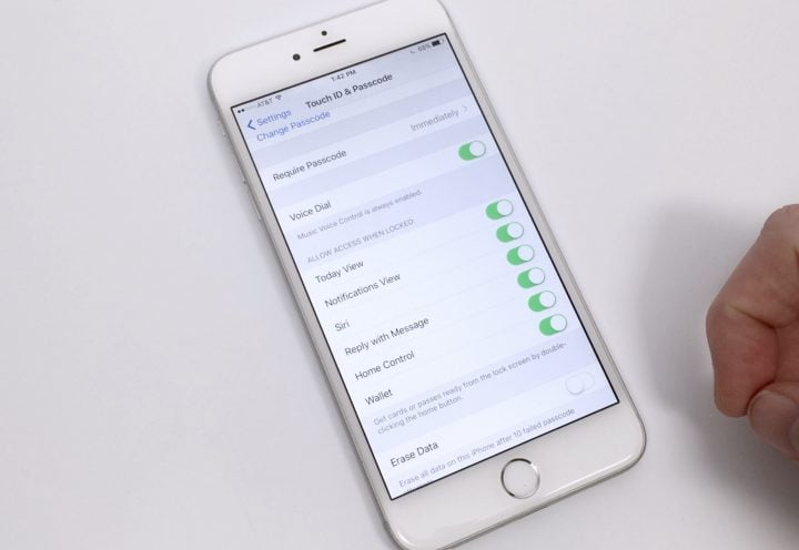 Touch ID/Passcode Security Settings
