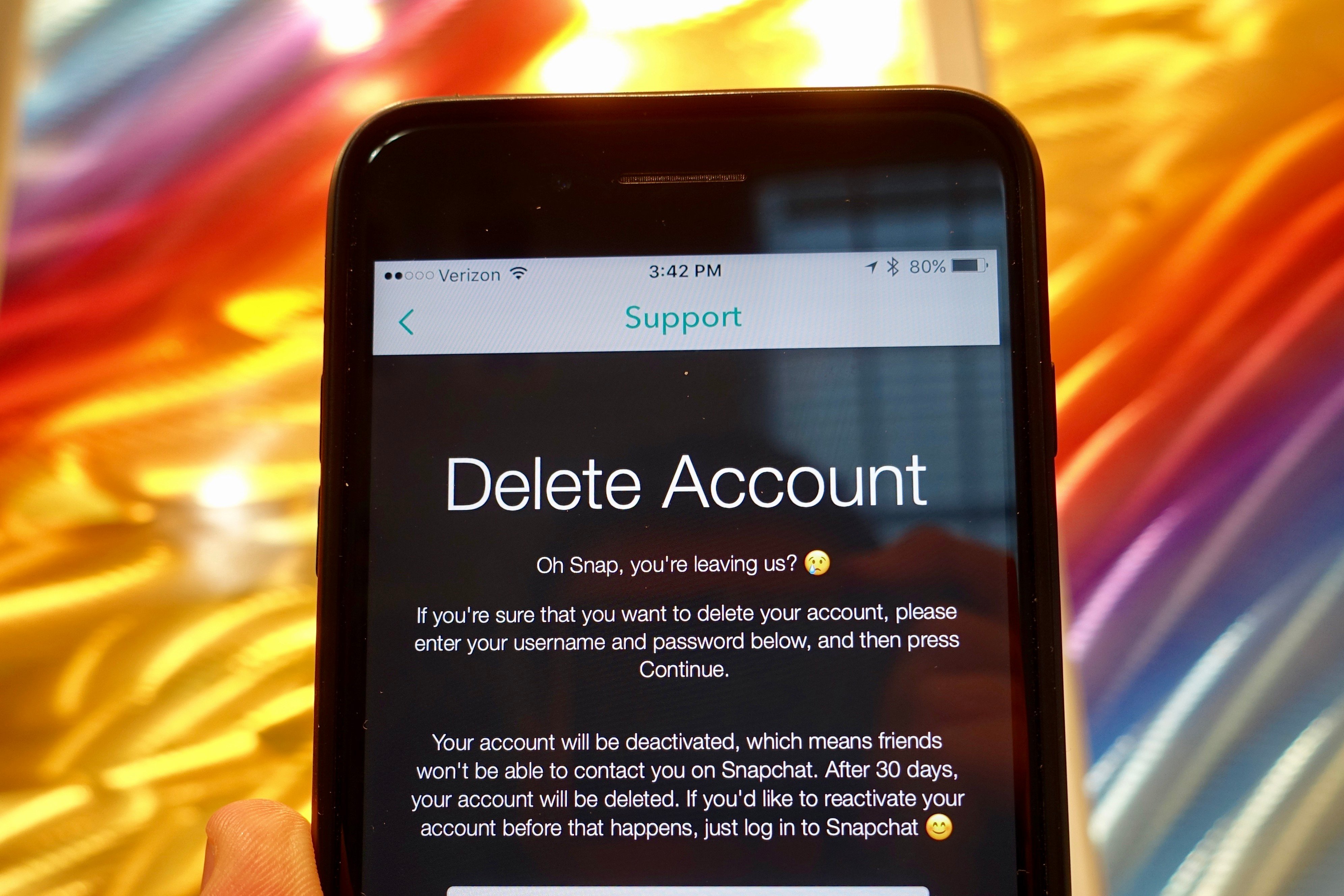 how to delete snapchat account