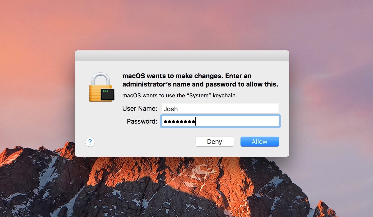 Пароль macos