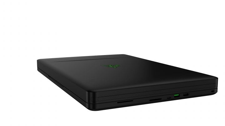 Although it packs three 17.3 inch 4K displays the notebook is just 1.5 inches thick and weighs less than 12 pounds.