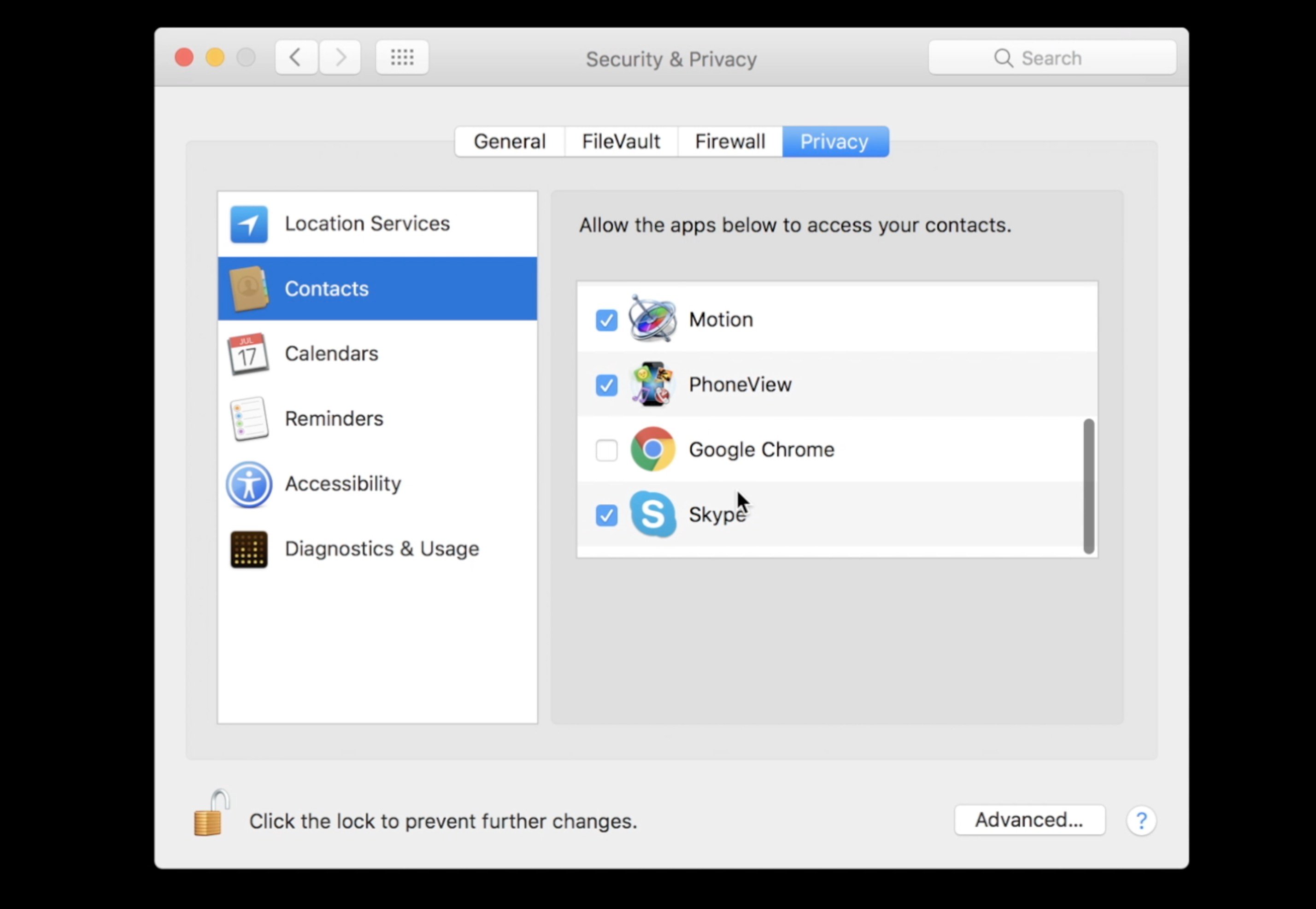 Privacy Settings for Personal Information