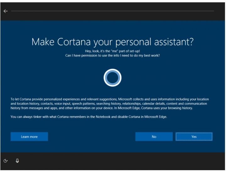 Windows 10 Cortana Setup