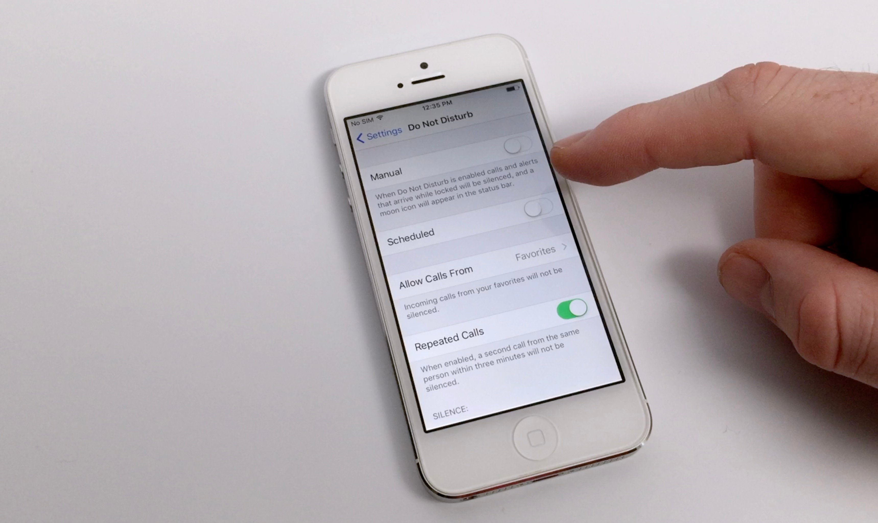 Do Not Disturb Settings in Settings App
