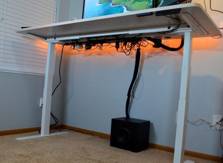 It's easy to clean up your cables with the included straps.