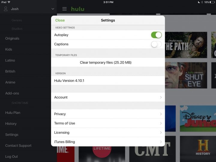 Clear the Hulu cache on iPhone and iPad. 