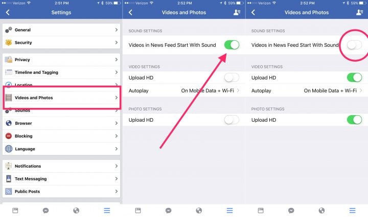 Turn off autoplay sound on Facebook videos.