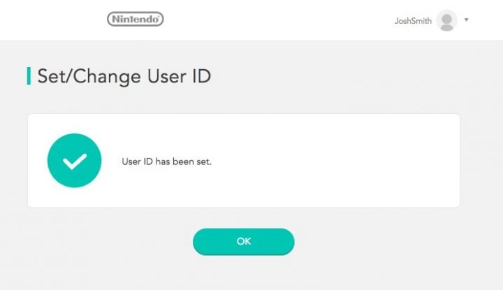 Success. You've registered your Nintendo Switch ID. 