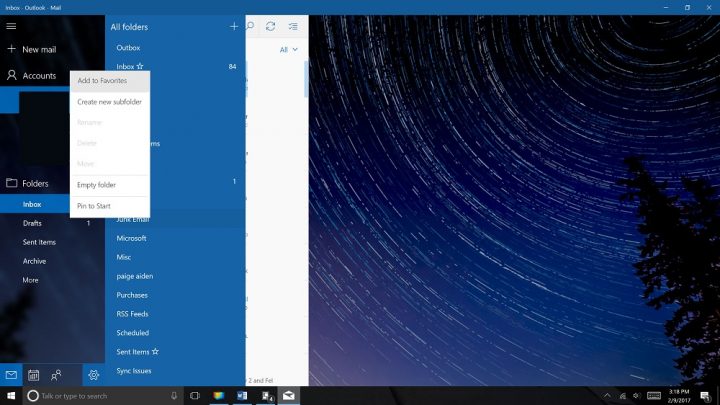 Outlook Mail in Windows 10 Problems