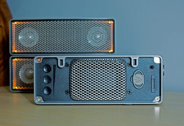 Control the speakers with controls on the back or with an app.