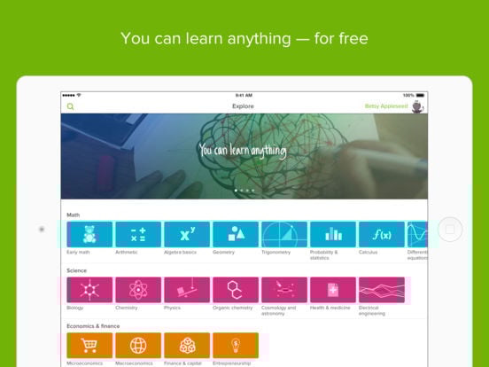 Kan Academy- best math apps for students K-12 and even college thanks to wide range of lessons