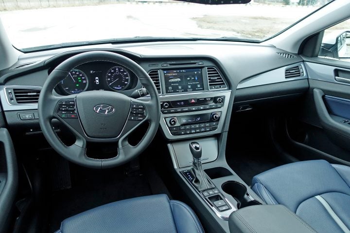 Settle in to a comfortable interior, available in blue leather.
