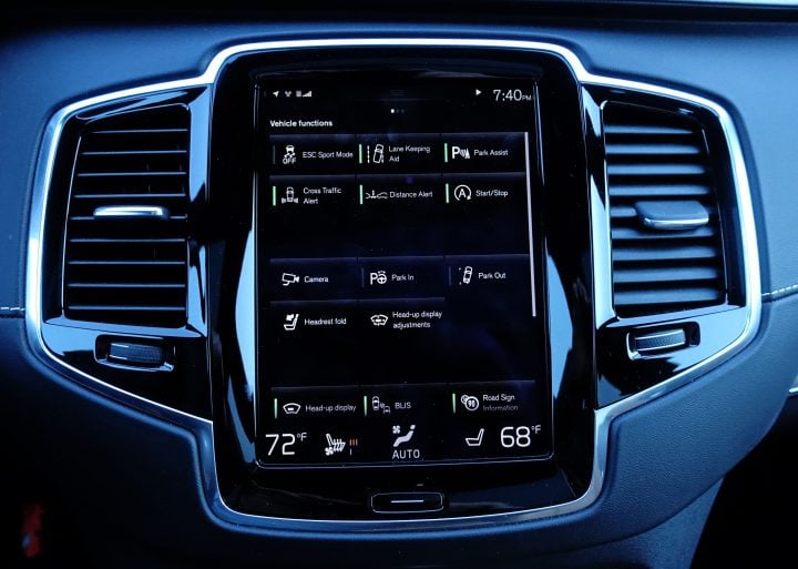 Control the many safety options on the touch screen.