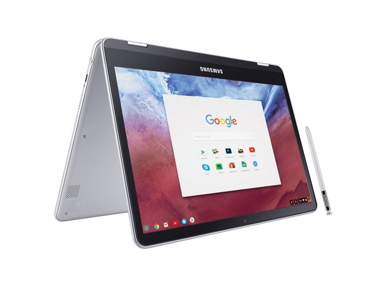 Samsung Chromebook Plus with S Pen in Tent Mode