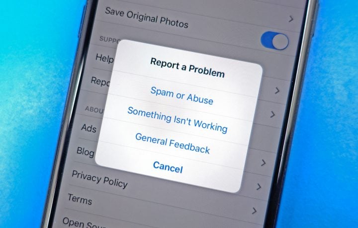 How to report Instagram problems.