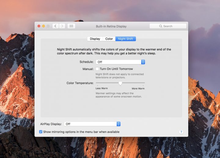 How to set a Night Shift schedule on Mac. 