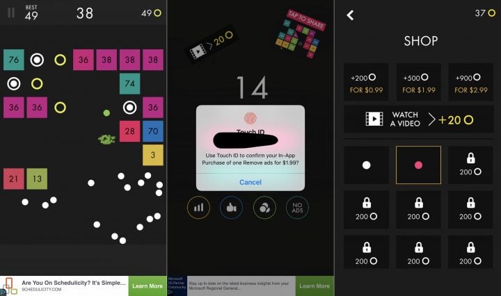 There are Ballz app in-app purchases.