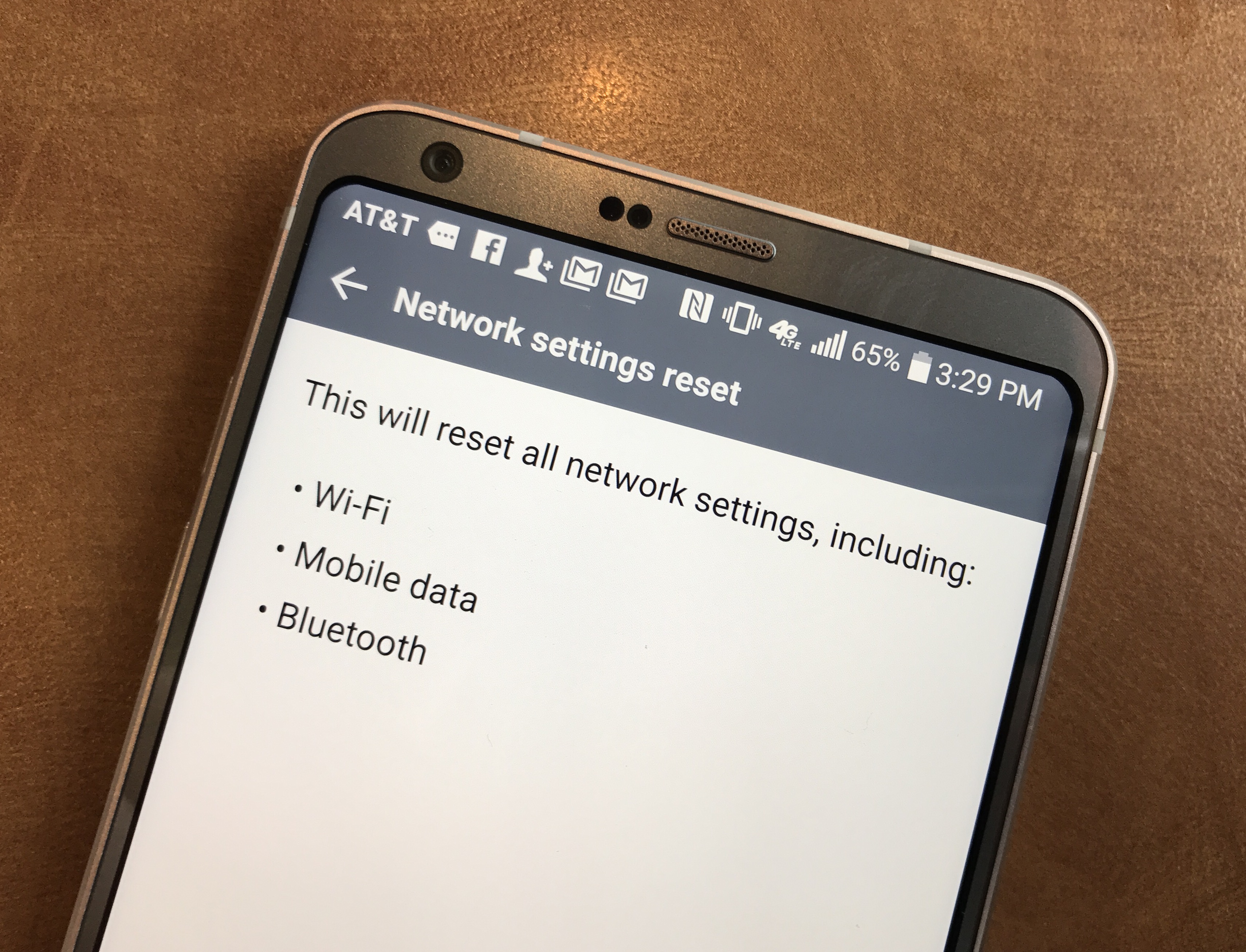 How to reset LG G6 Network Settings.