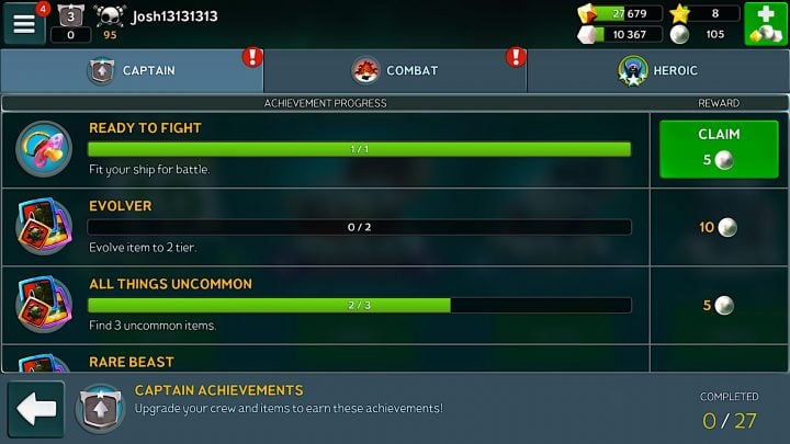 Use achievements to get free Battle Bay pearls.