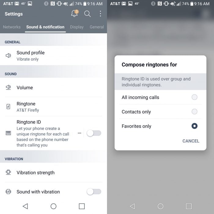 Set up unique ringers for contacts or favorites with Ringtone ID.