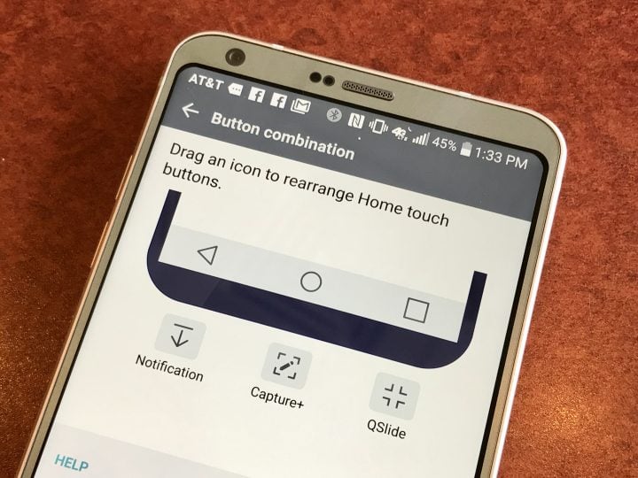 Customize the LG G6 home buttons to match your needs. 