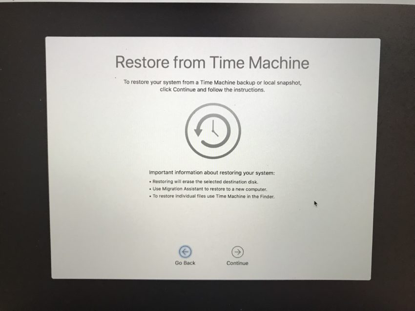 Choose your Time Machine Backup. 